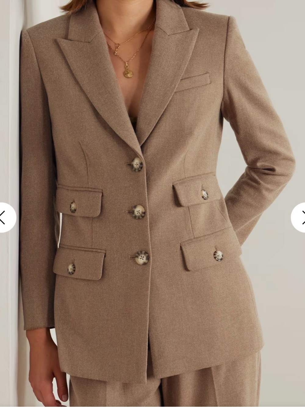 Veronica Beard Nalani Dickey Brushed Twill- Women's Blazer in Taupe.